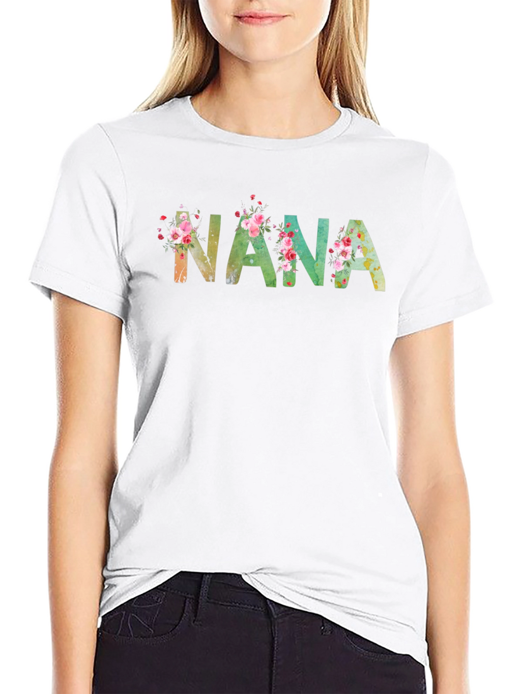 Floral NANA Graphic T-Shirt - Black