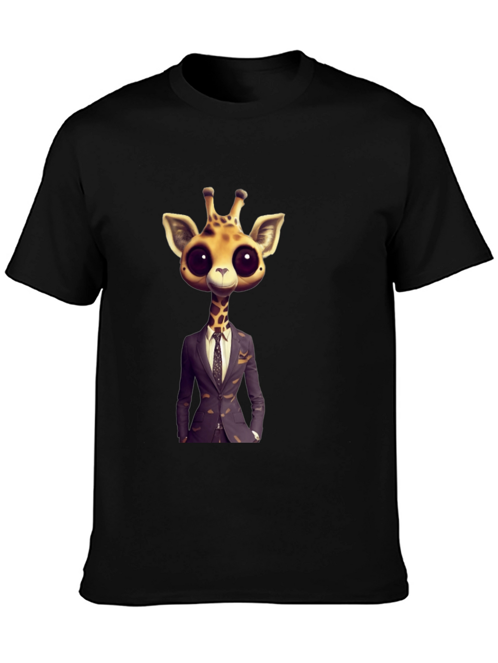 Giraffe in Suit Graphic Tee - Black T-Shirt