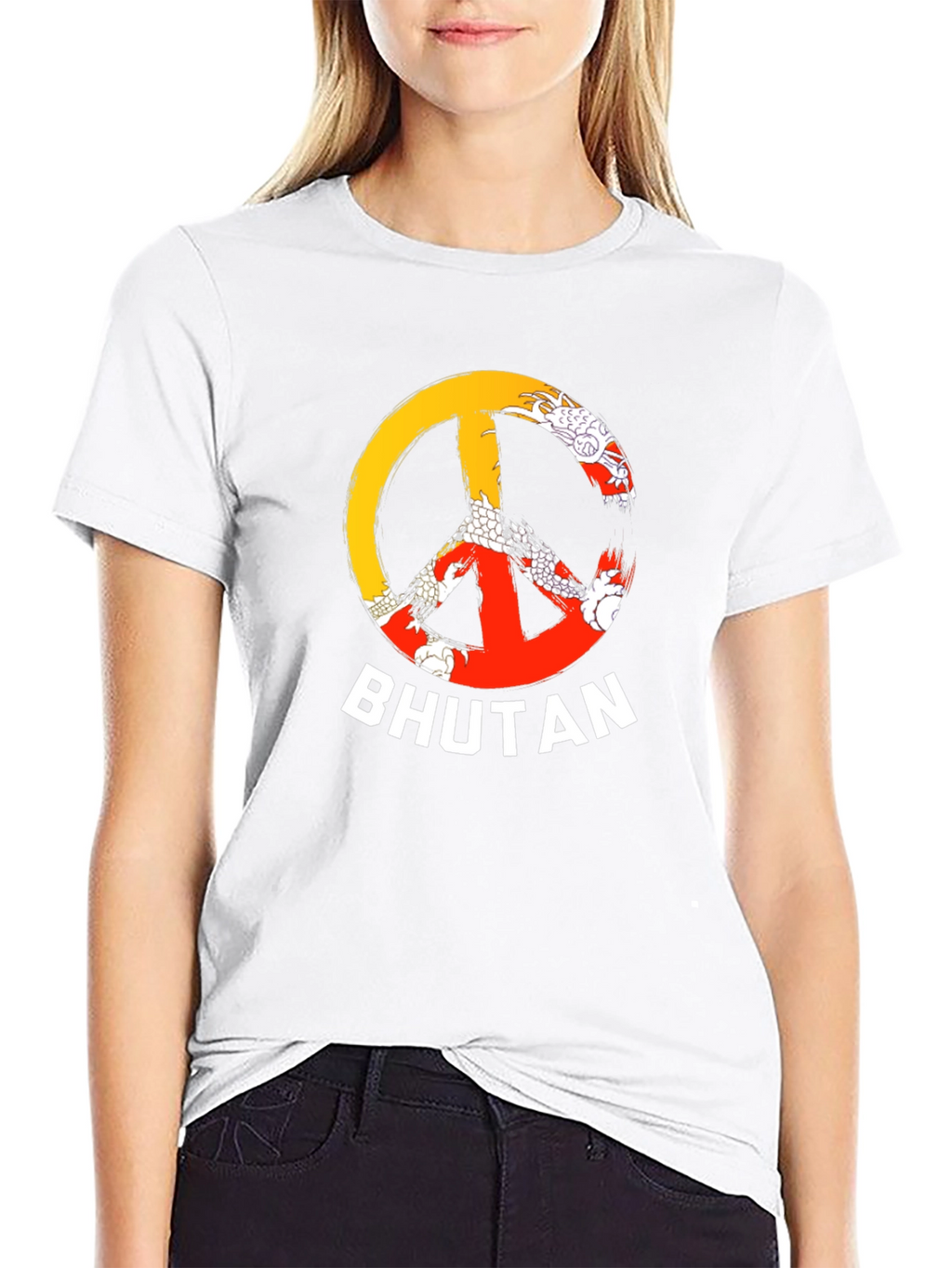 Bhutan Peace Sign T-Shirt - Mens Black Tee
