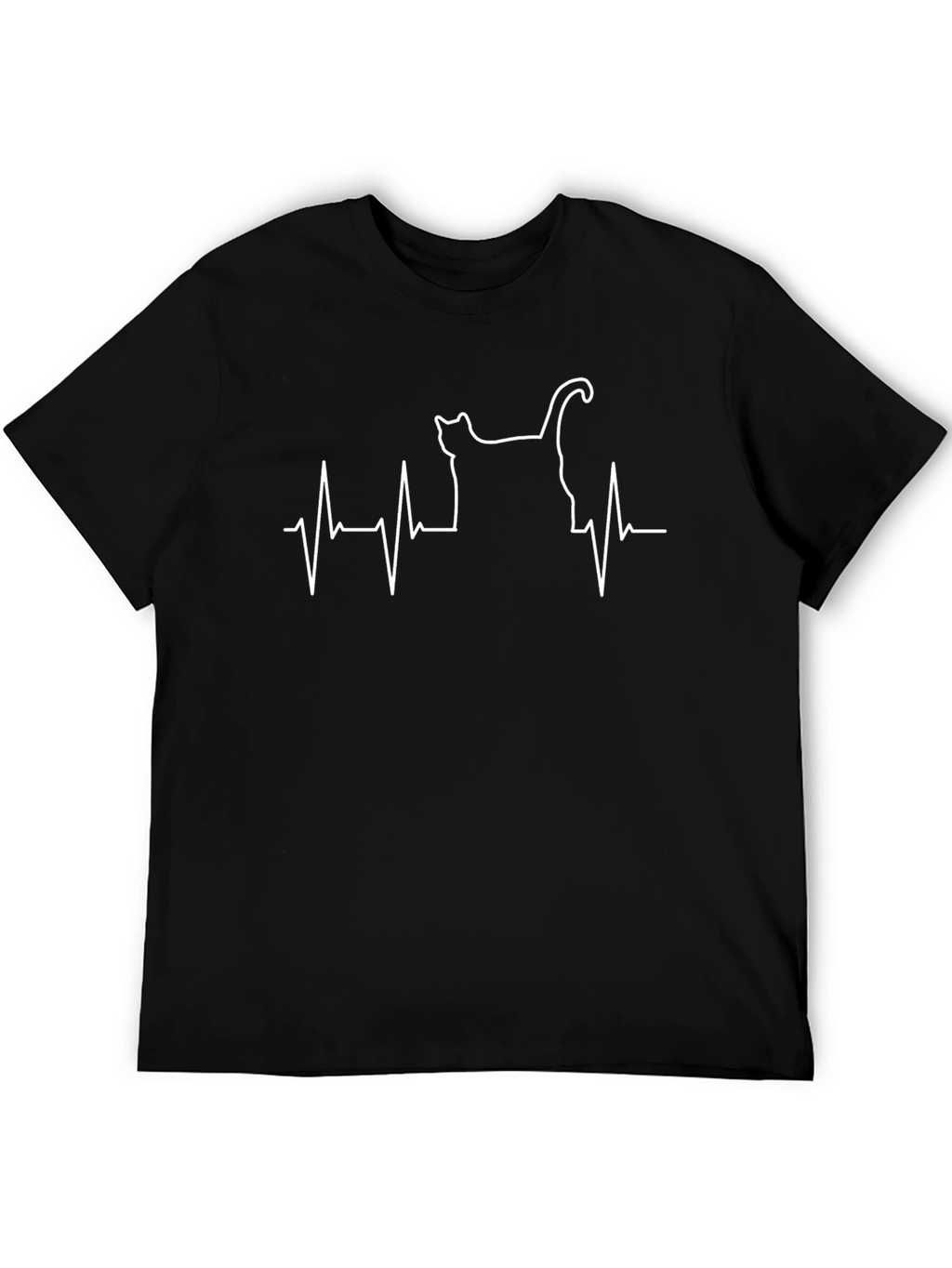 Cat Heartbeat T-Shirt - Black Graphic Tee