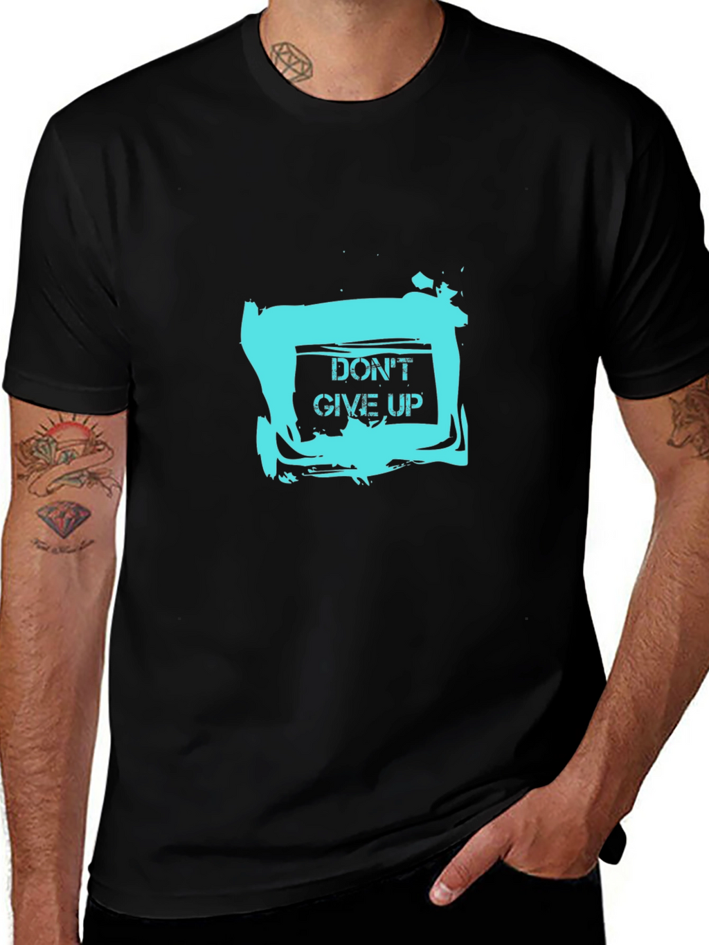 Dont Give Up Graphic Tee - Motivational Black T-Shirt