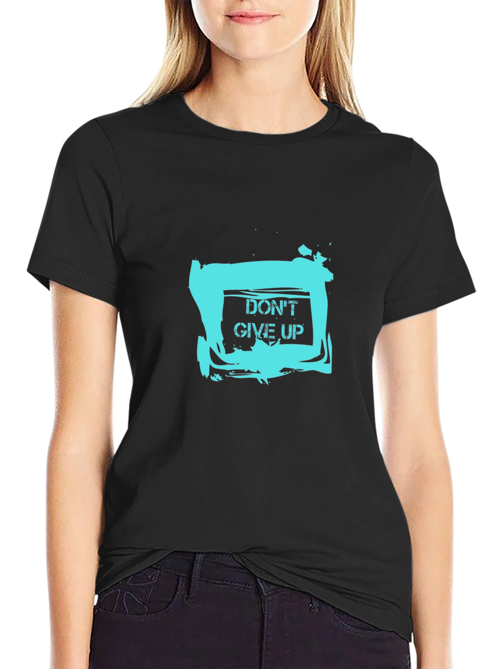 Dont Give Up Graphic Tee - Motivational Black T-Shirt
