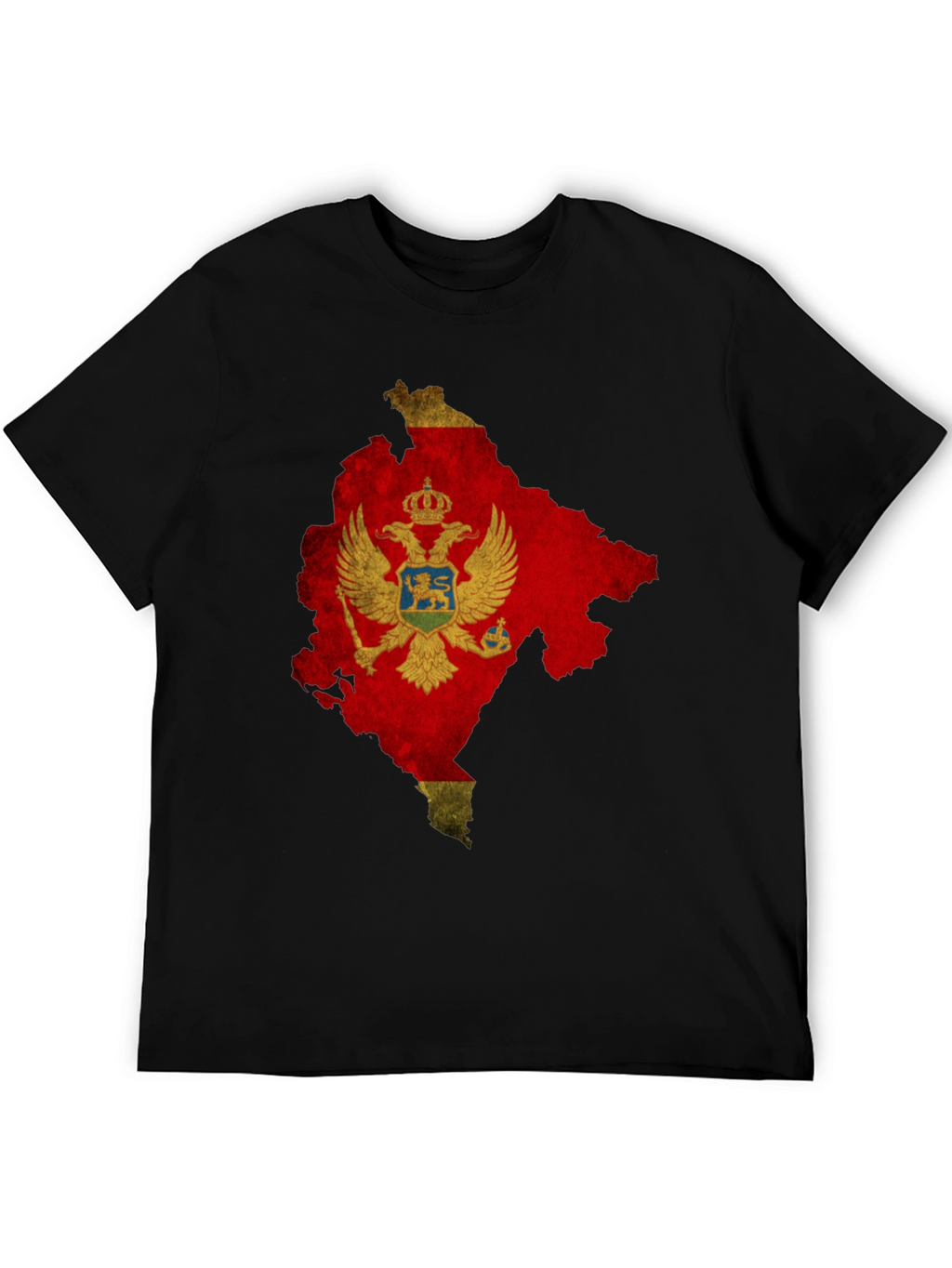 Montenegro Flag Map T-Shirt - Black Cotton Tee