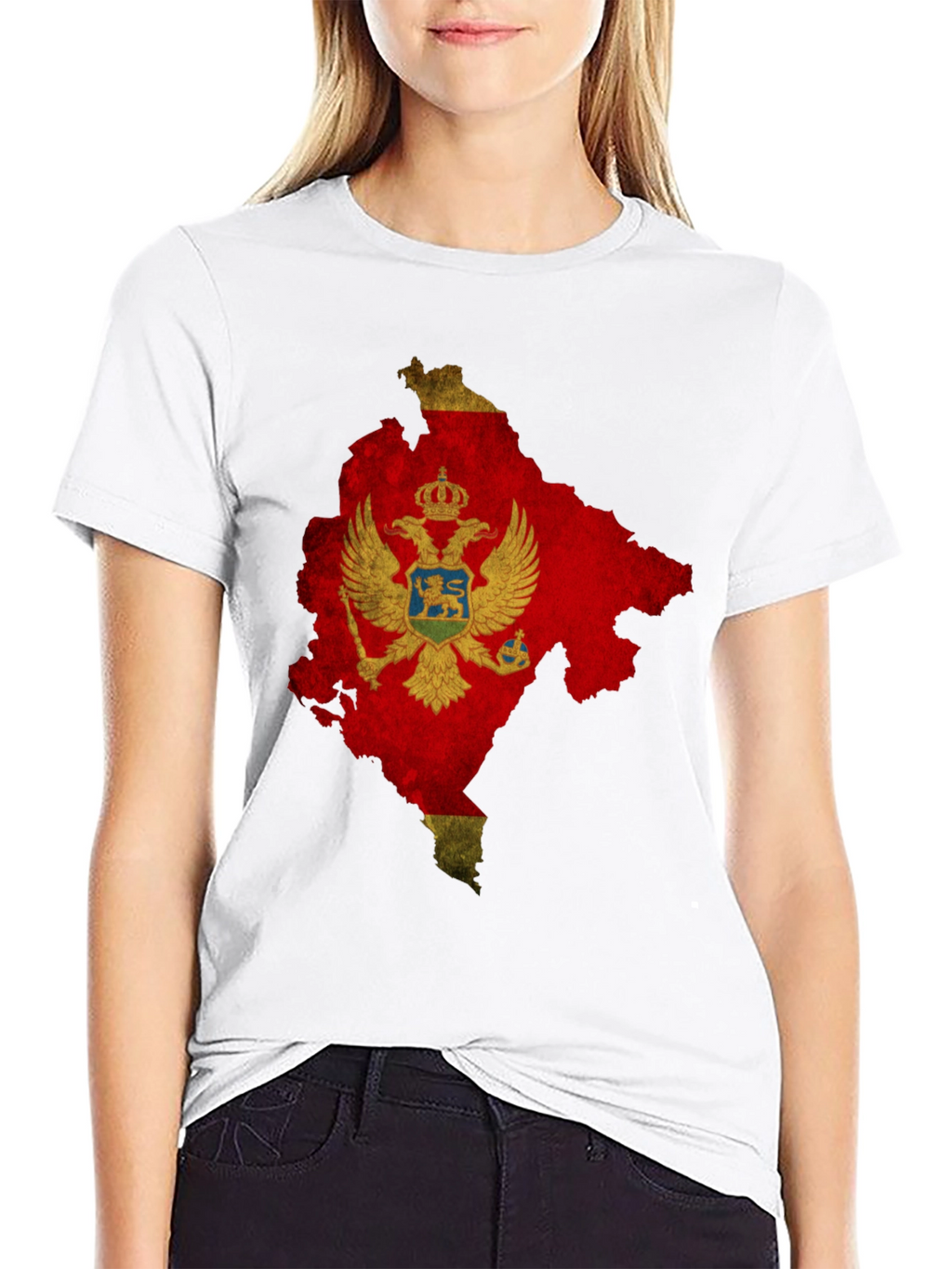 Montenegro Flag Map T-Shirt - Black Cotton Tee