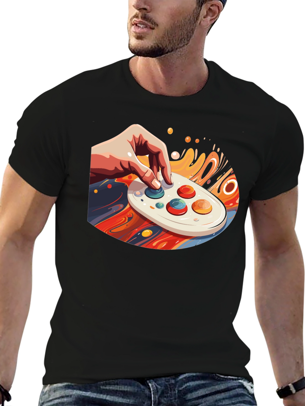 Retro Gaming Tee - Hand on Controller