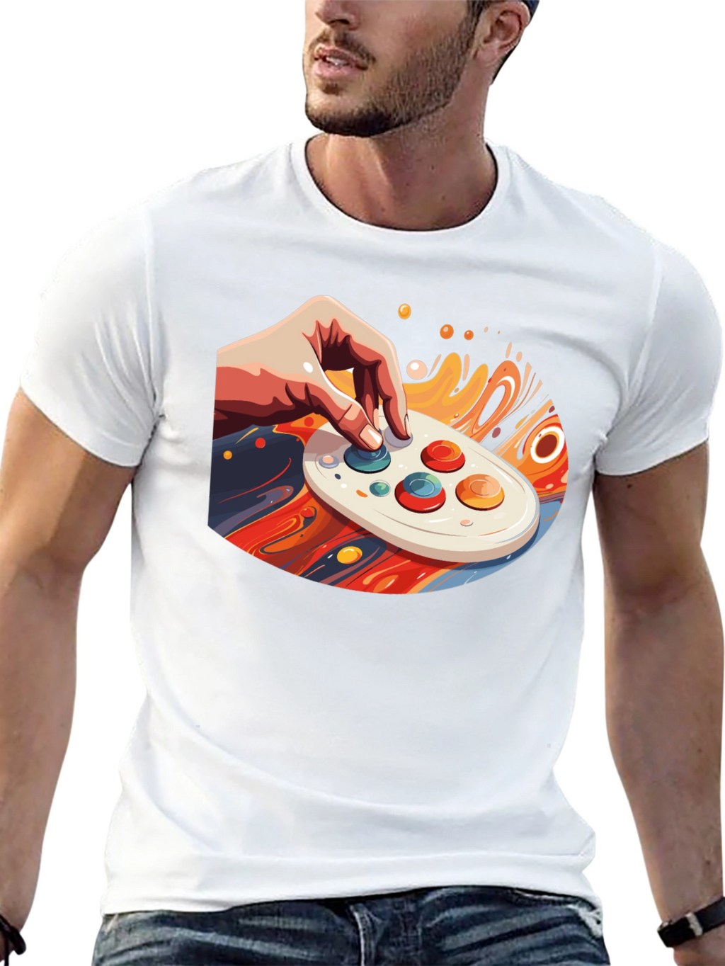 Retro Gaming Tee - Hand on Controller