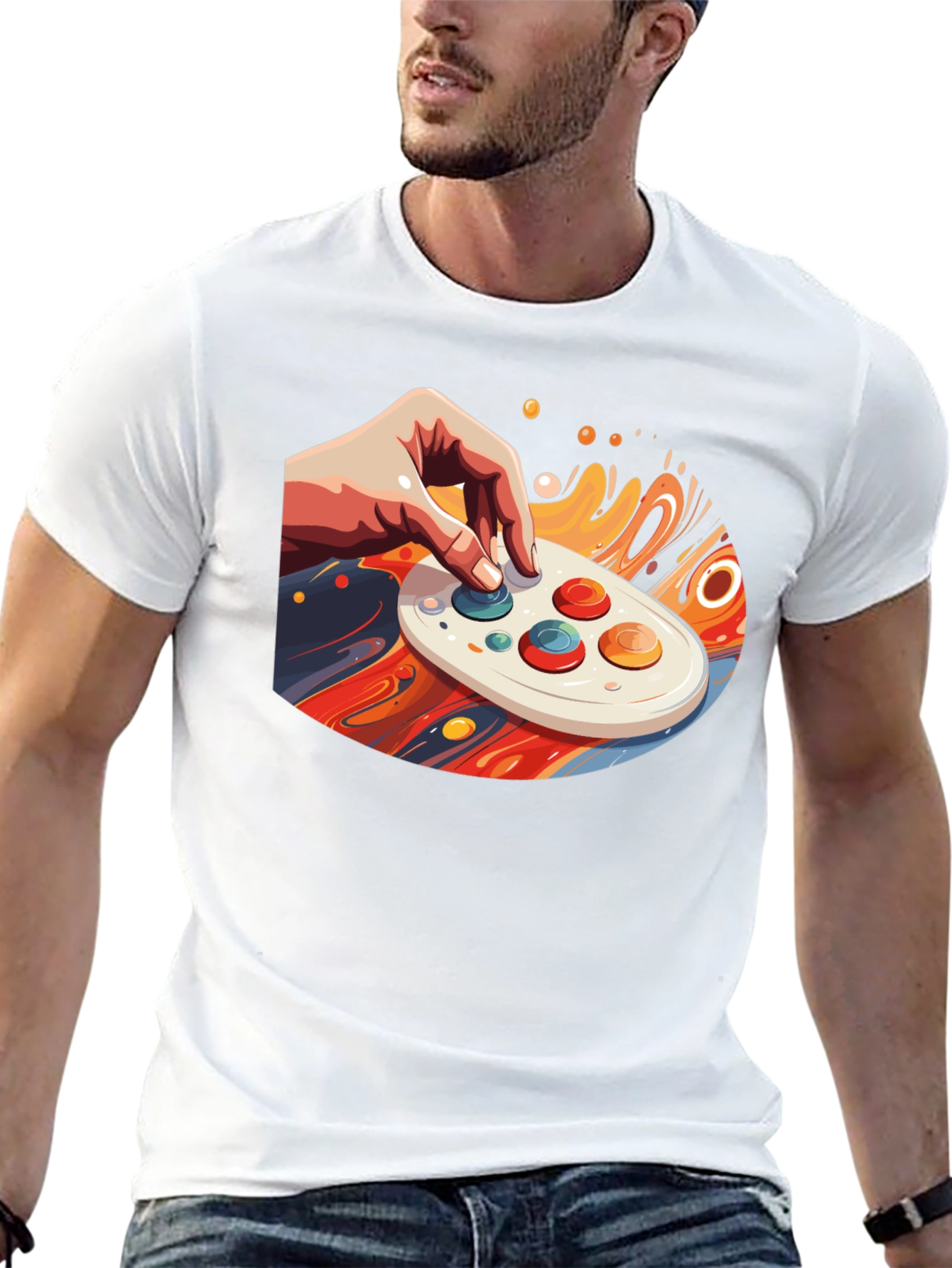 Retro Gaming Tee - Hand on Controller