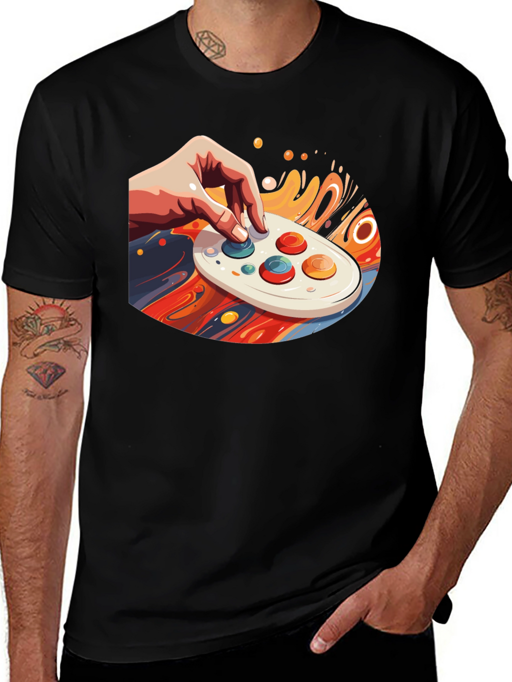 Retro Gaming Tee - Hand on Controller