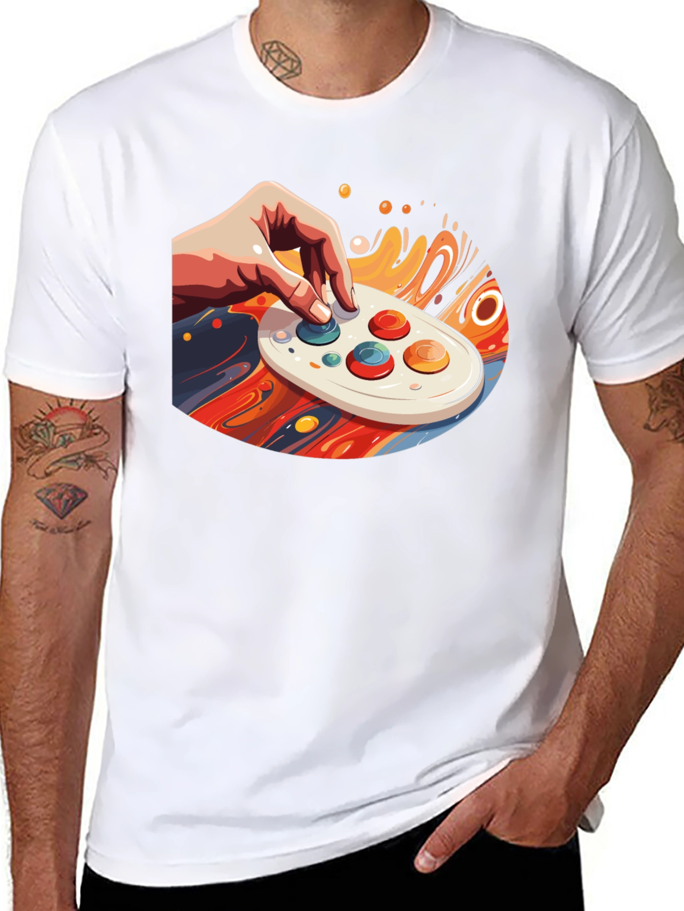Retro Gaming Tee - Hand on Controller