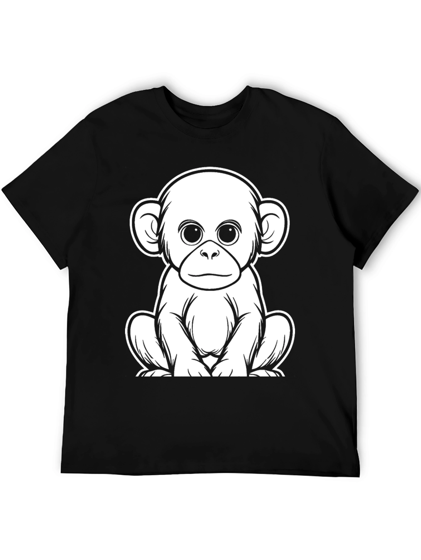 Cute Monkey Graphic Tee - Black
