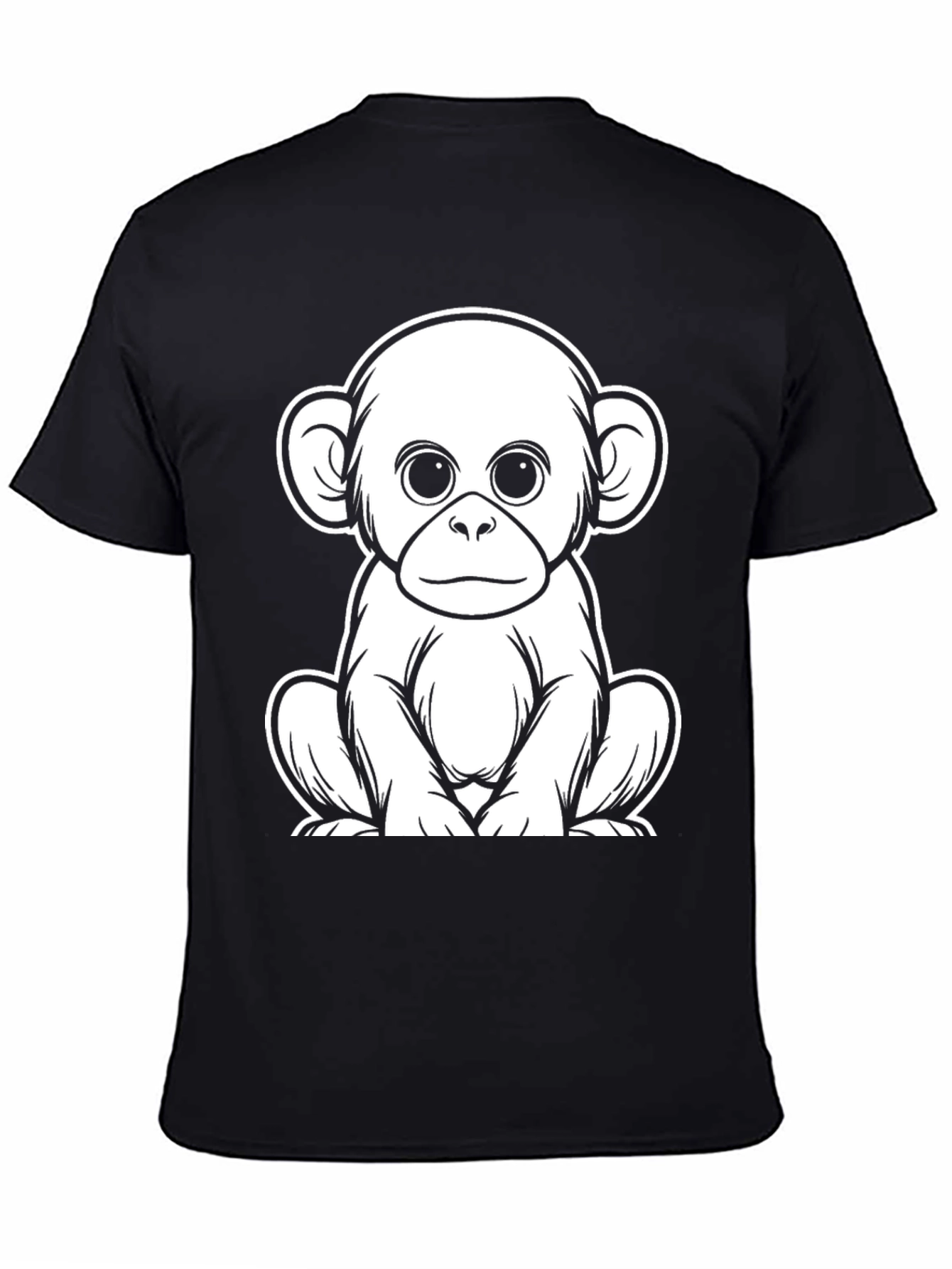 Cute Monkey Graphic Tee - Black