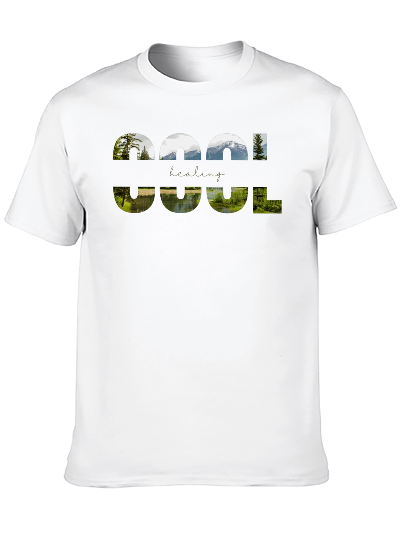 Cool Healing Nature Graphic Black T-Shirt