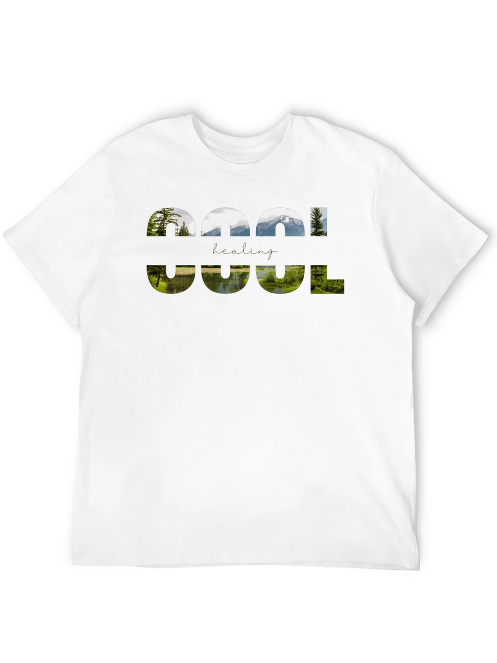Cool Healing Nature Graphic Black T-Shirt