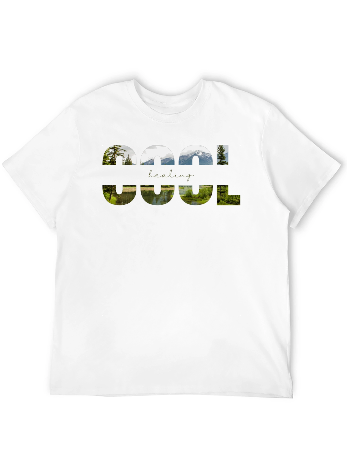 Cool Healing Nature Graphic Black T-Shirt