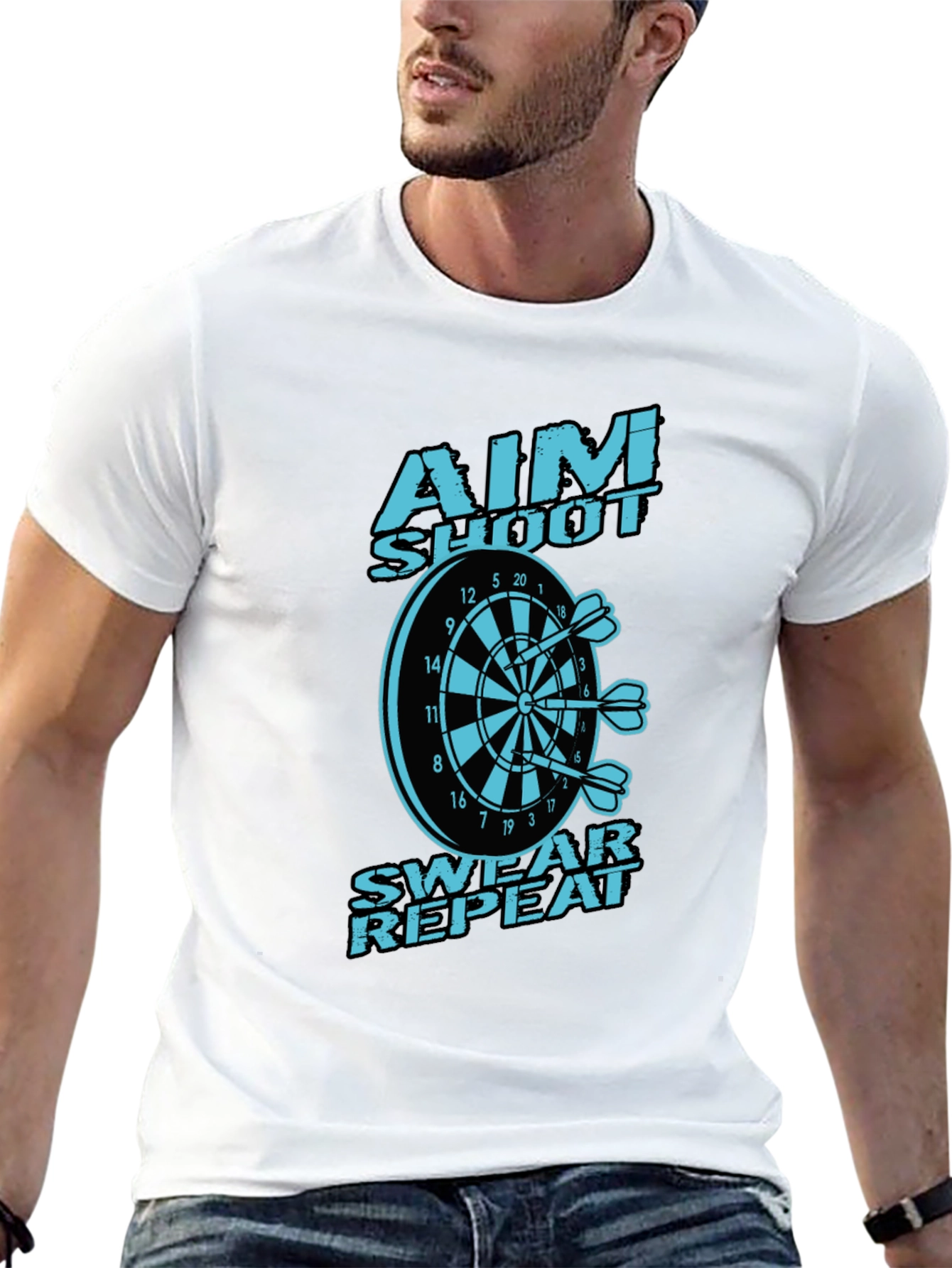Aim Shoot Swear Repeat Dart T-Shirt