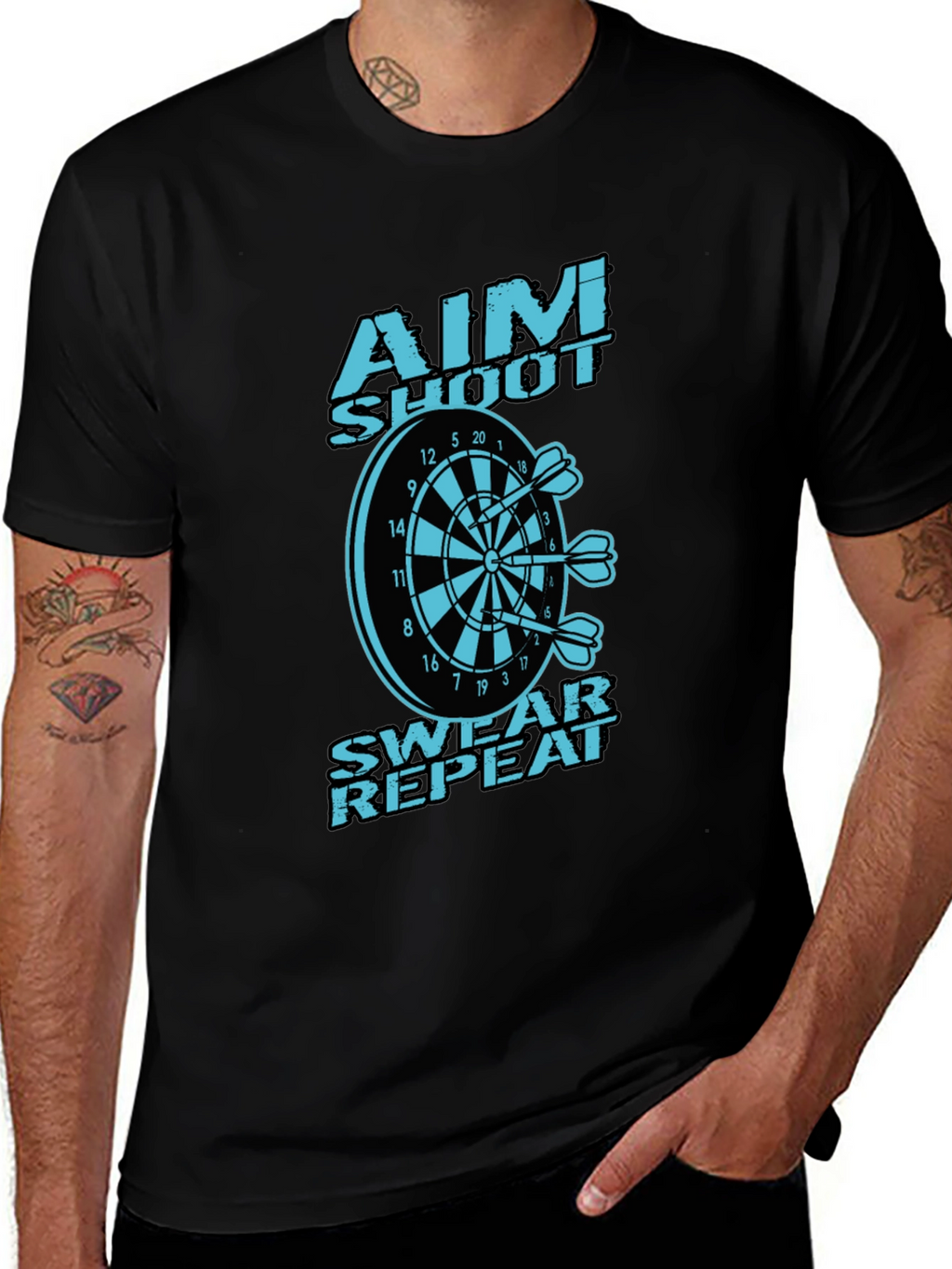 Aim Shoot Swear Repeat Dart T-Shirt