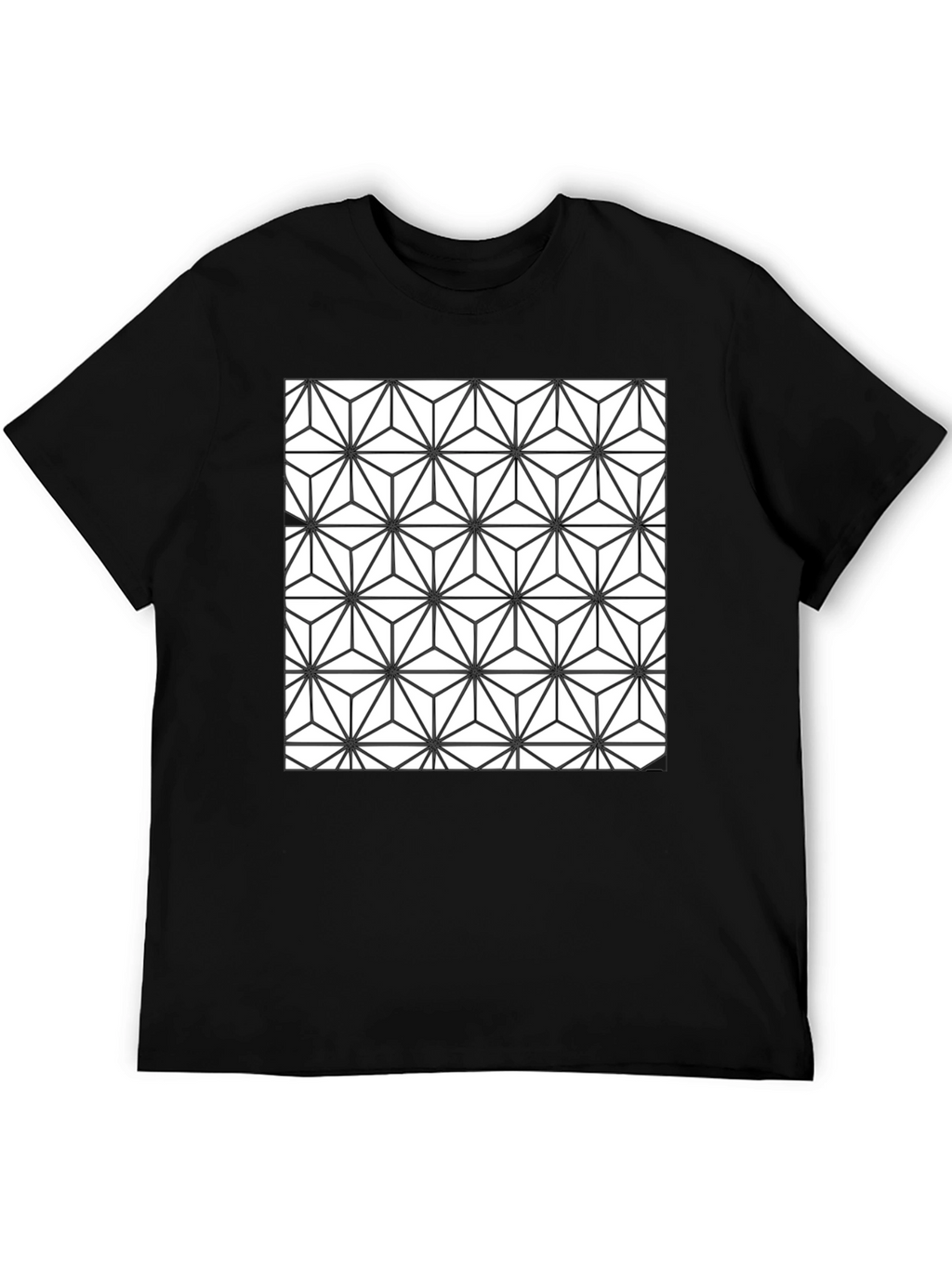 Geometric Pattern Black T-Shirt for Men