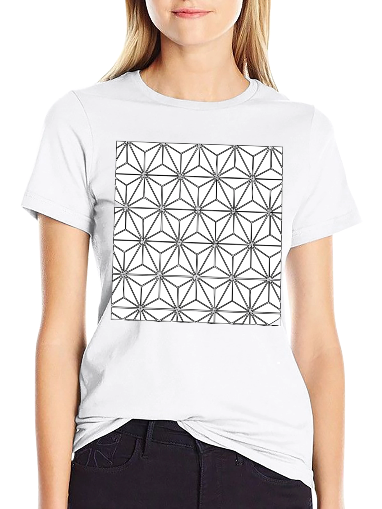 Geometric Pattern Black T-Shirt for Men