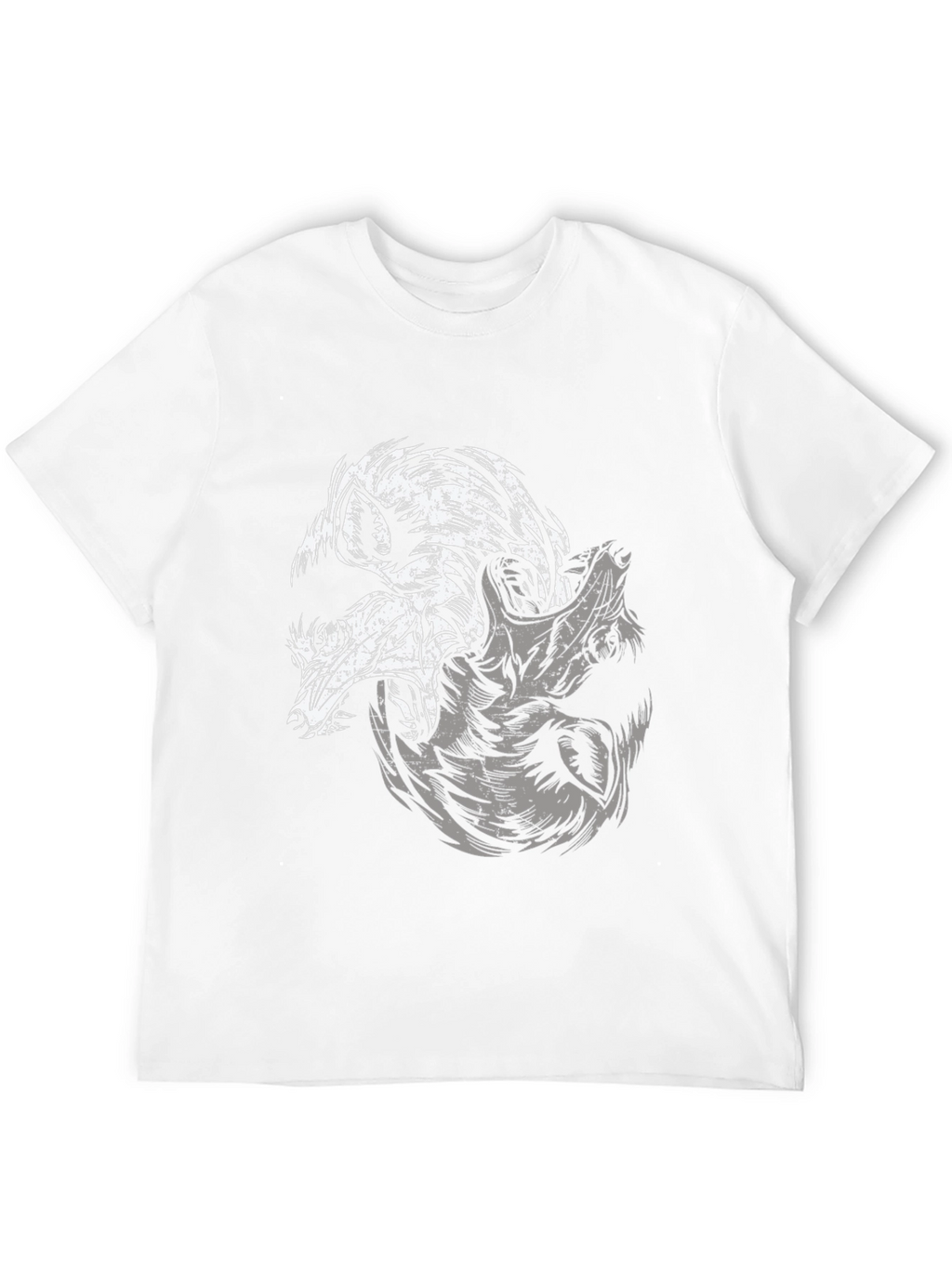 Yin Yang Wolves Graphic Black T-Shirt