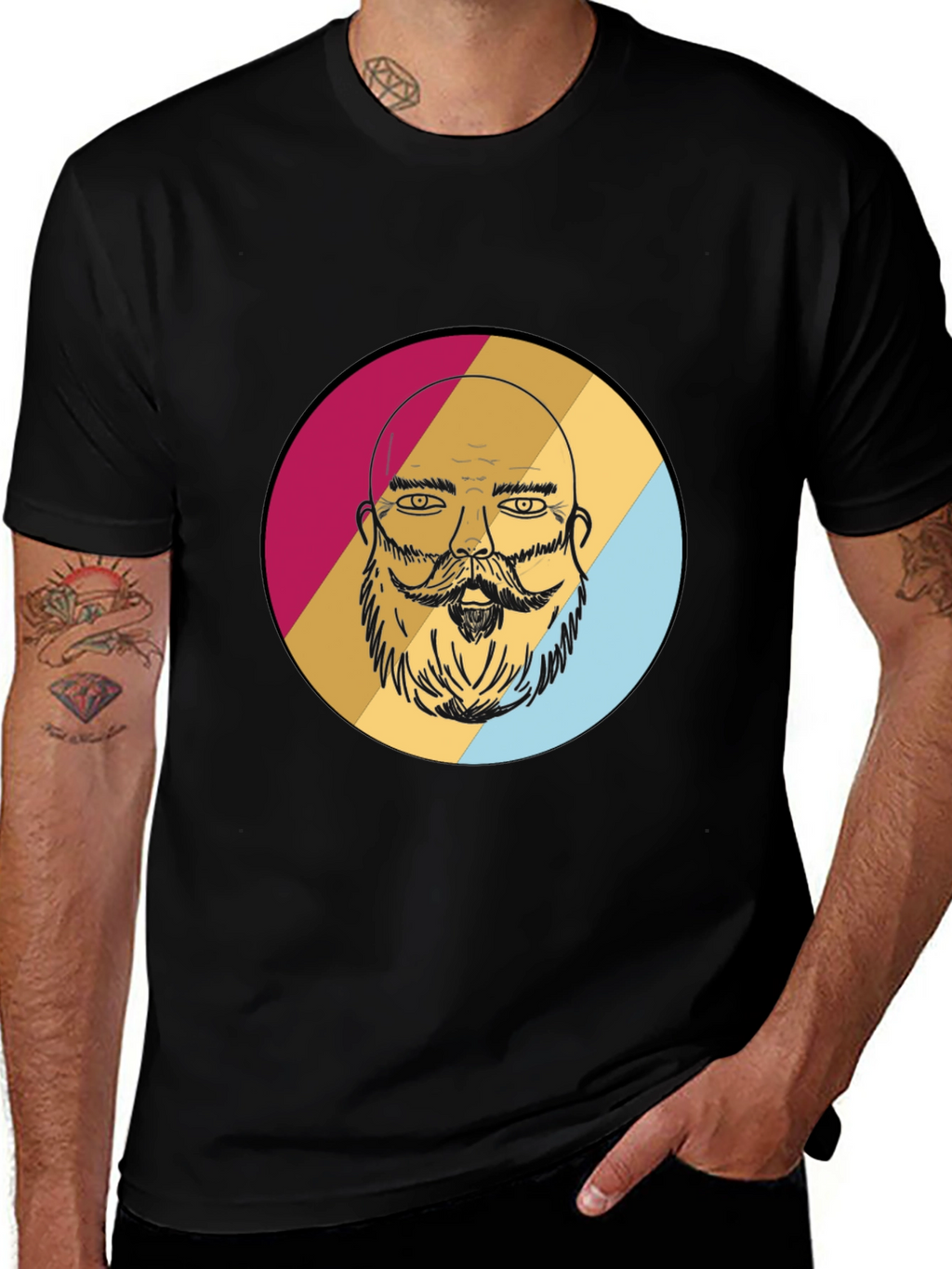 Bearded Man Graphic Tee - Retro Style