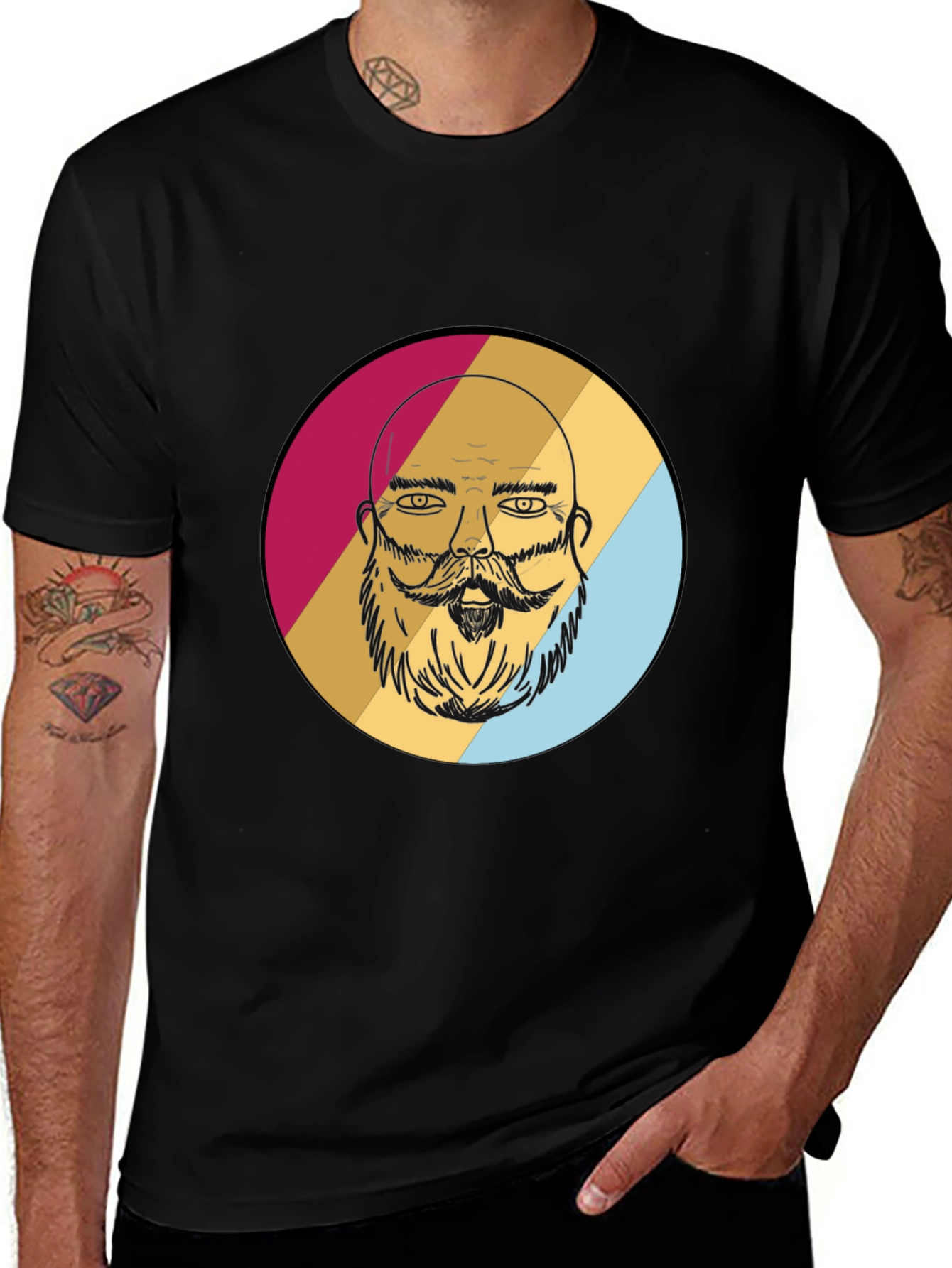 Bearded Man Graphic Tee - Retro Style