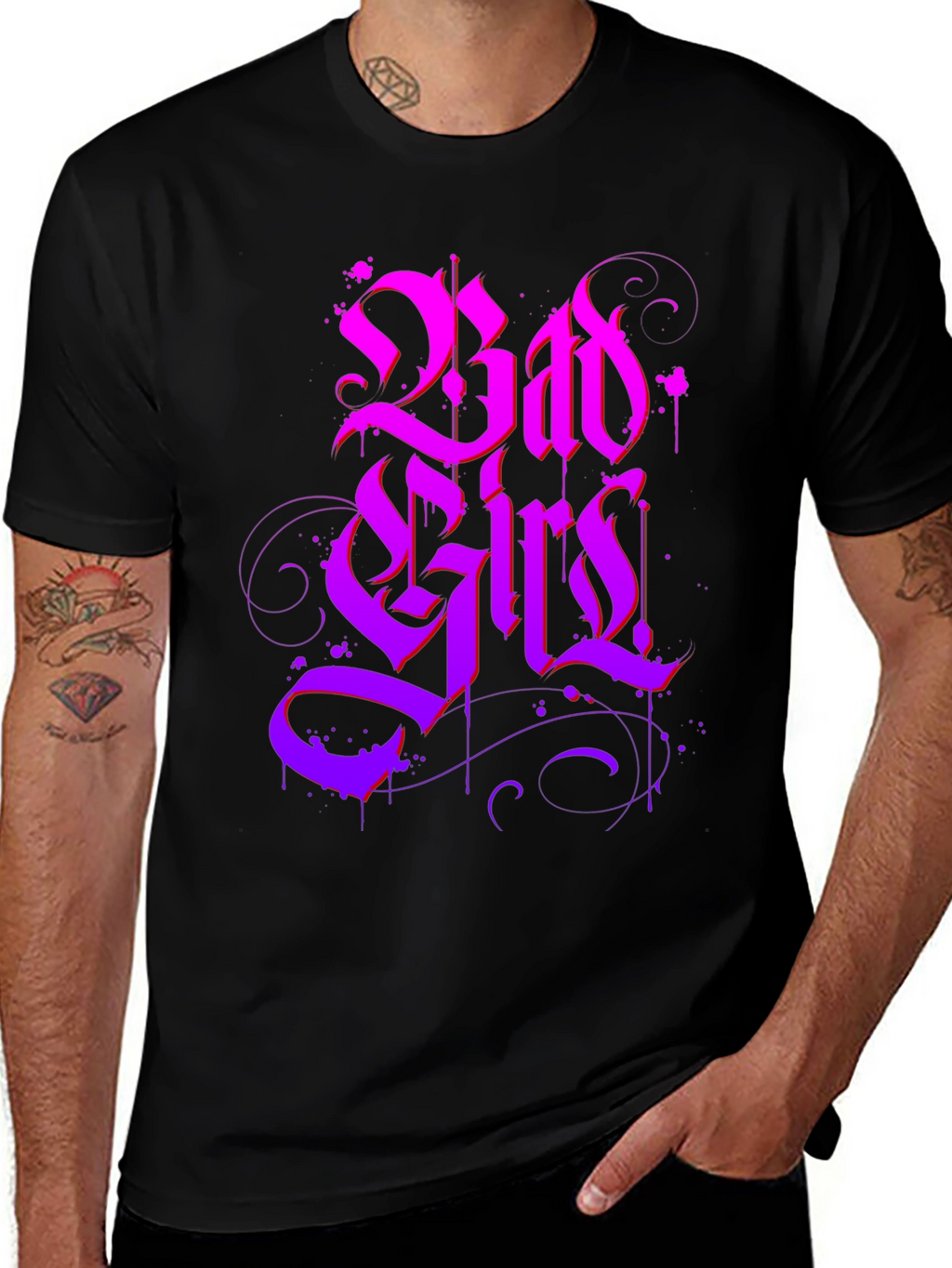 Bad Girls Gothic Style Black T-Shirt