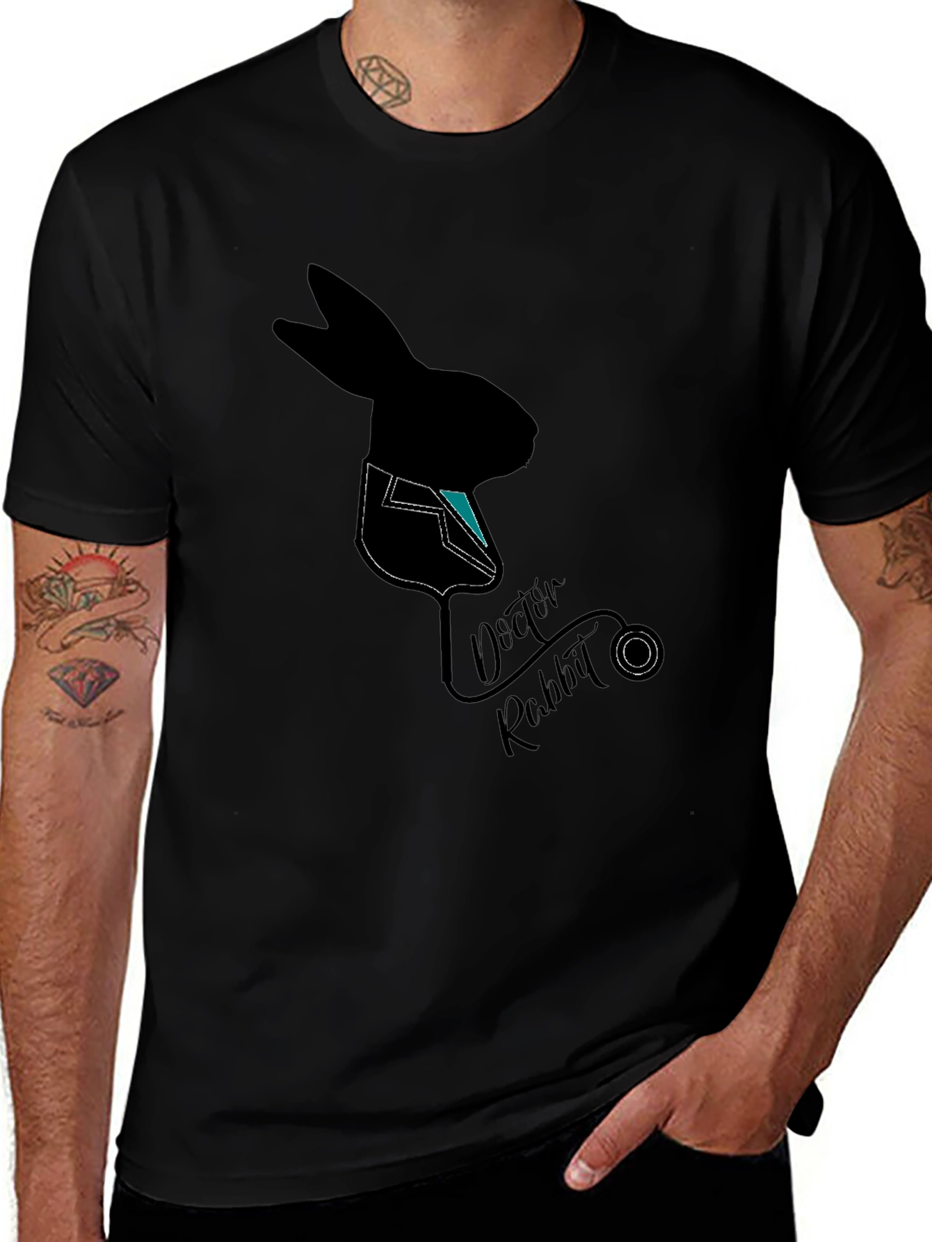 Doctor Rabbit Graphic T-Shirt - Black Cotton Tee