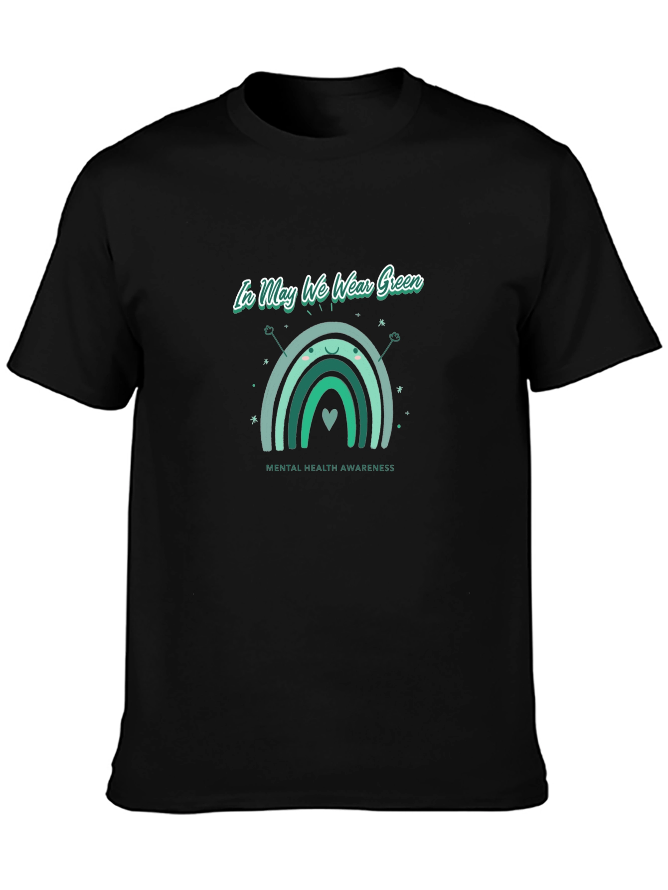Mental Health Awareness Green Rainbow T-Shirt