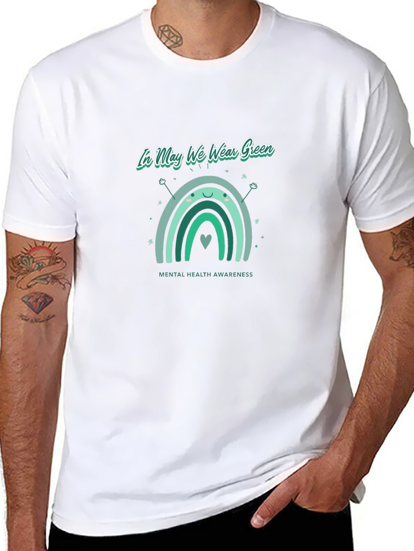 Mental Health Awareness Green Rainbow T-Shirt