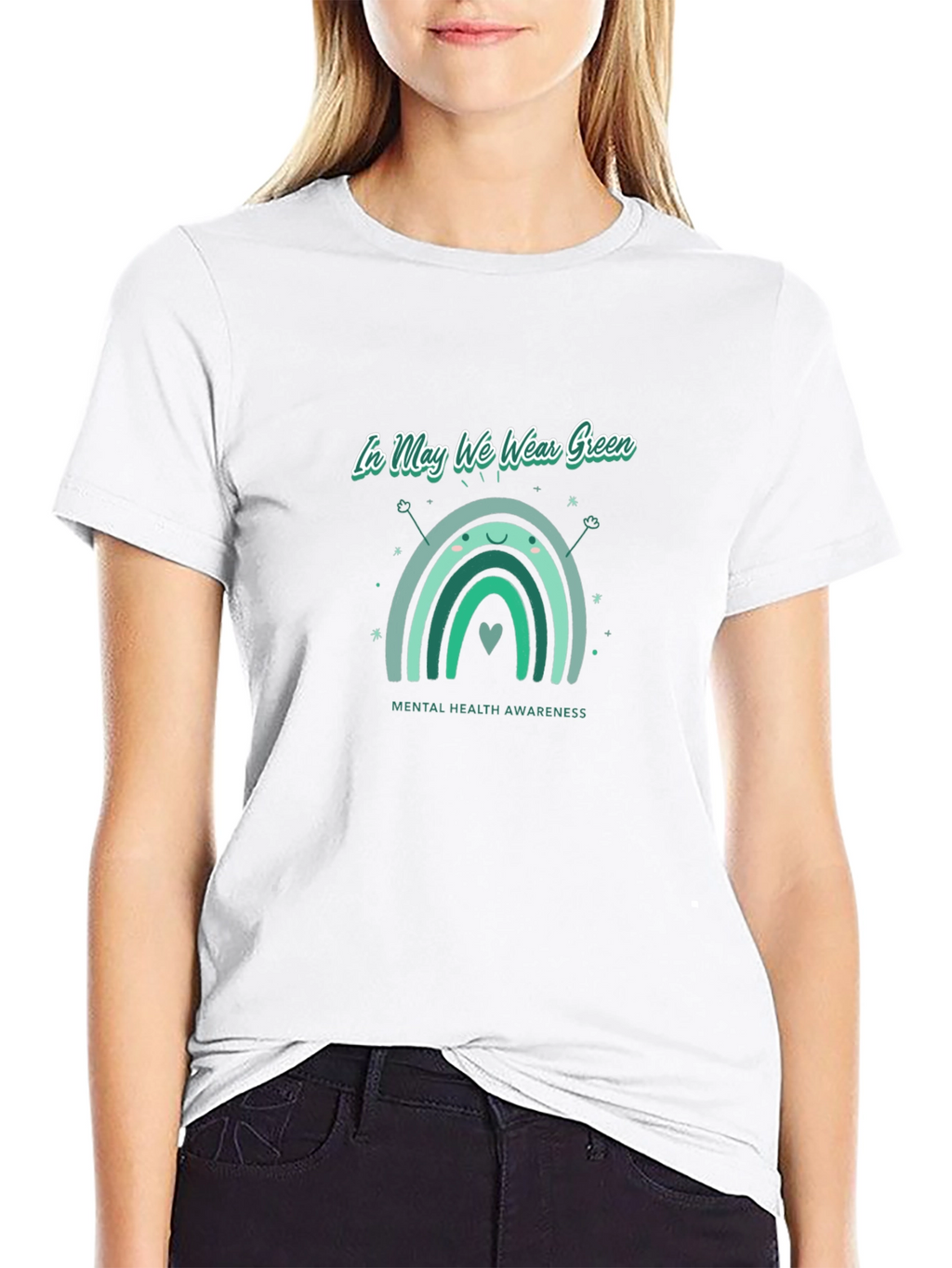 Mental Health Awareness Green Rainbow T-Shirt