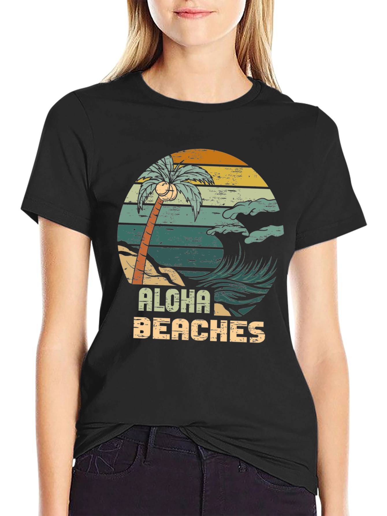 Aloha Beaches Retro Graphic T-Shirt