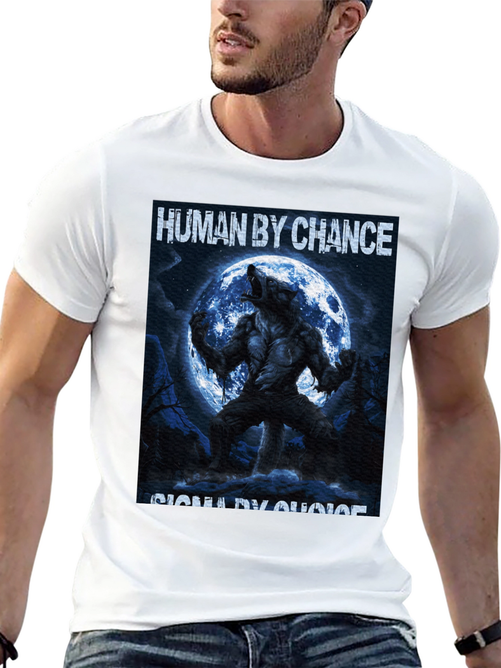 Human By Chance Werewolf Graphic Black T-Shirt
