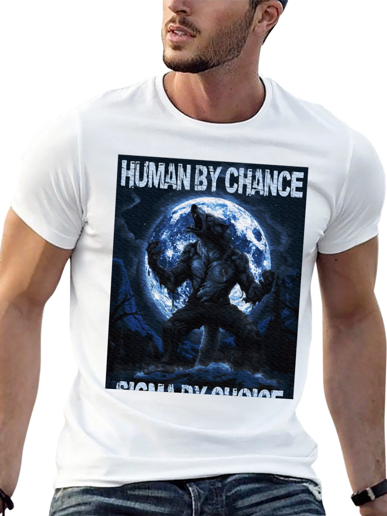 Human By Chance Werewolf Graphic Black T-Shirt