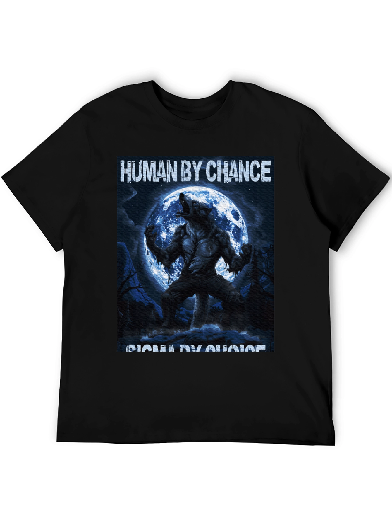 Human By Chance Werewolf Graphic Black T-Shirt