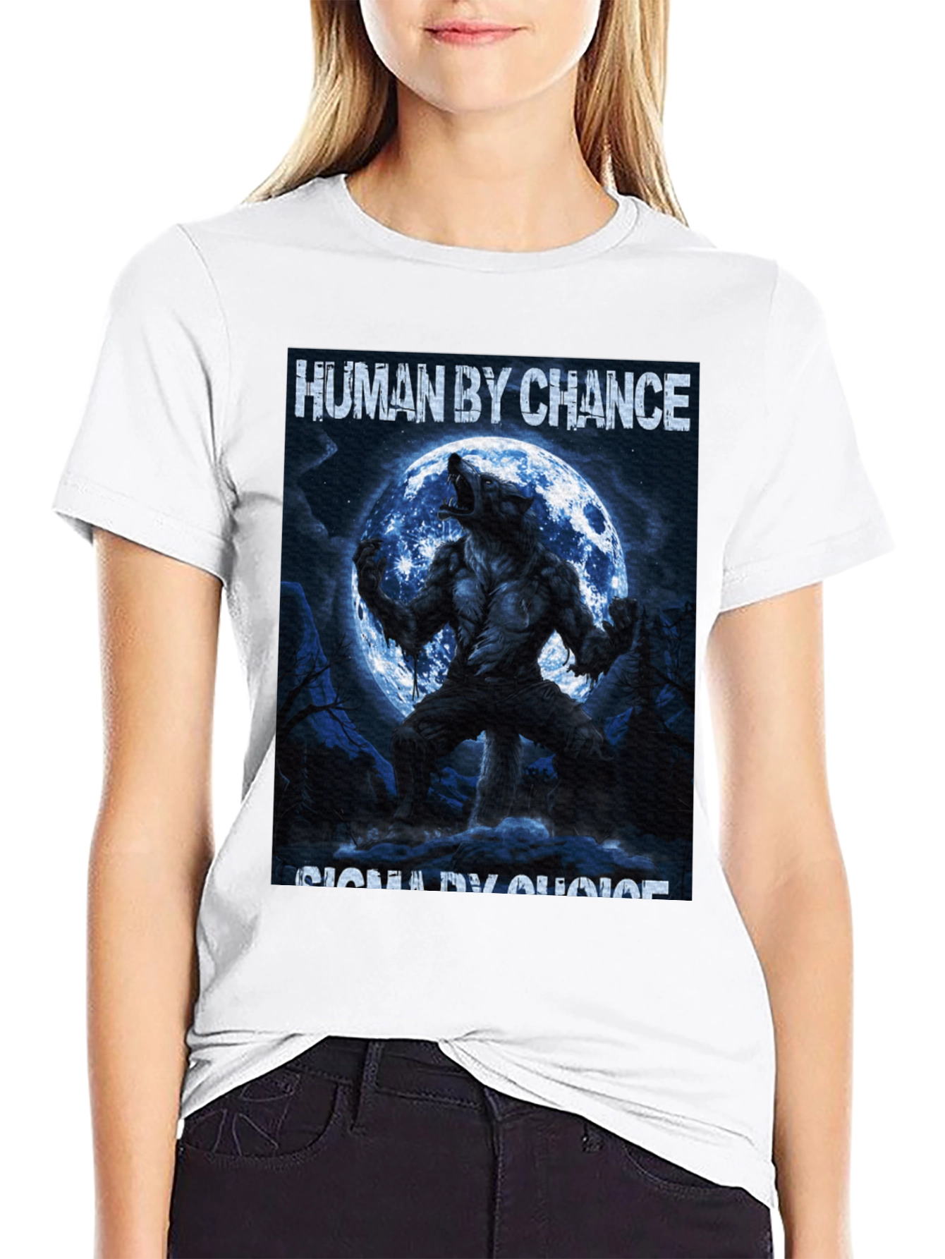 Human By Chance Werewolf Graphic Black T-Shirt