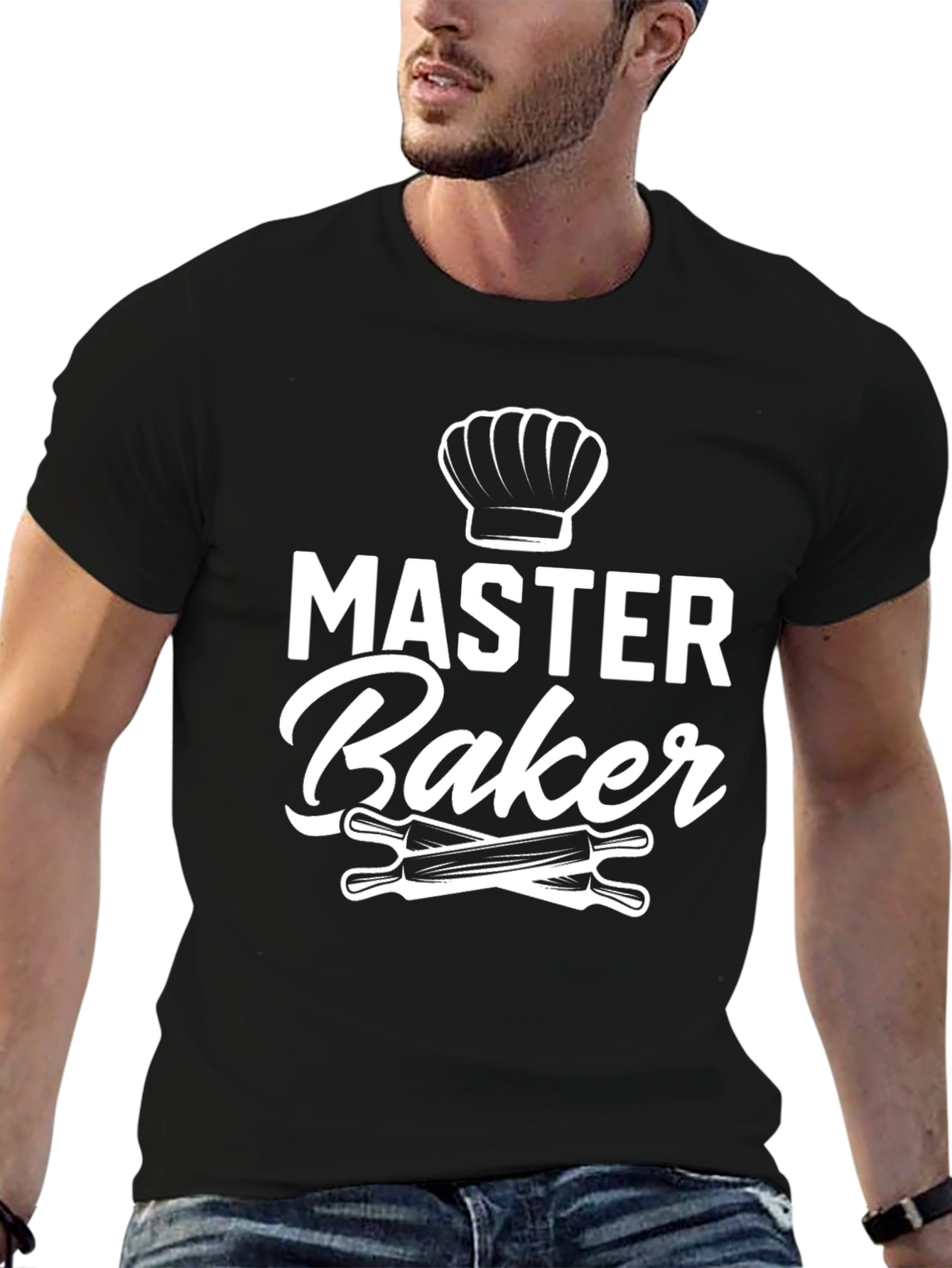 Master Baker T-Shirt - Chef Hat and Rolling Pins Design