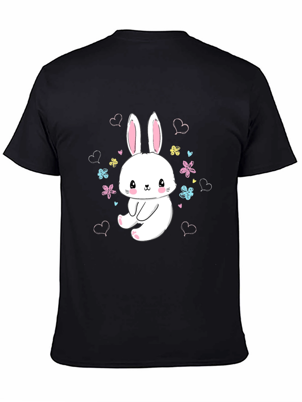 Cute Bunny Graphic Tee - Black T-Shirt