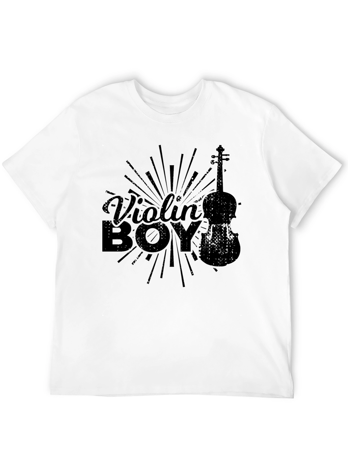 Violin Boy Graphic Black T-Shirt