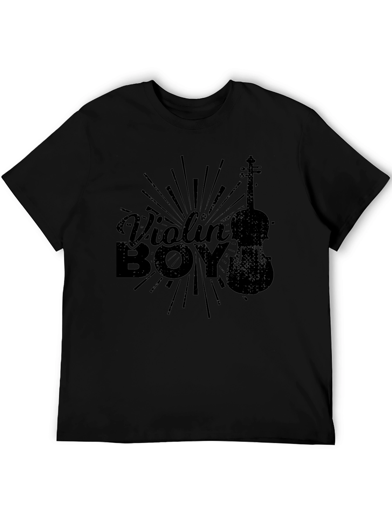 Violin Boy Graphic Black T-Shirt
