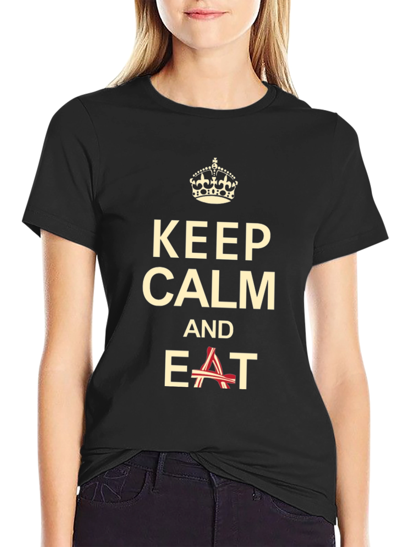 Keep Calm and Eat Bacon T-Shirt - Funny Foodie Tee