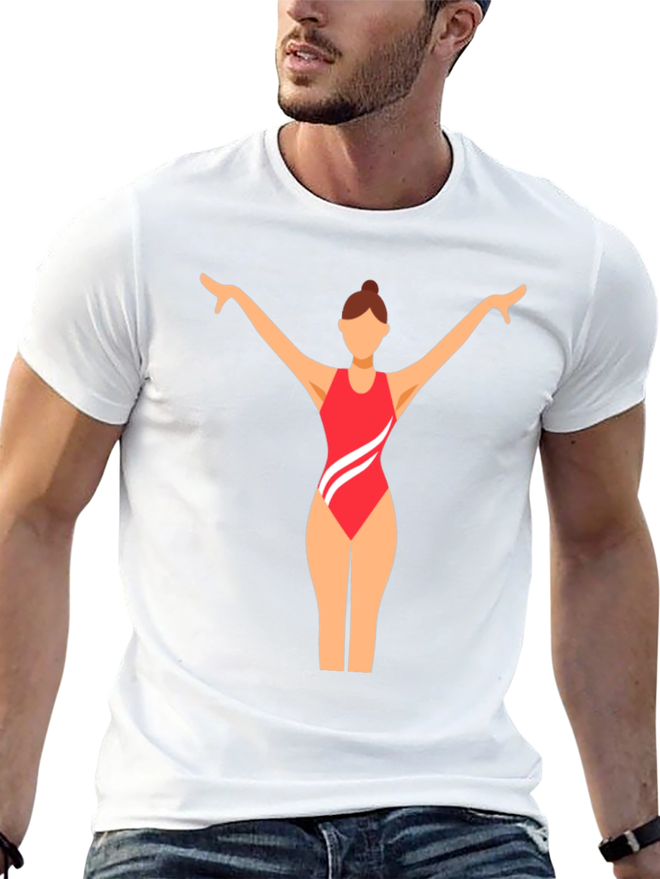 Black T-Shirt with Swimmer Graphic