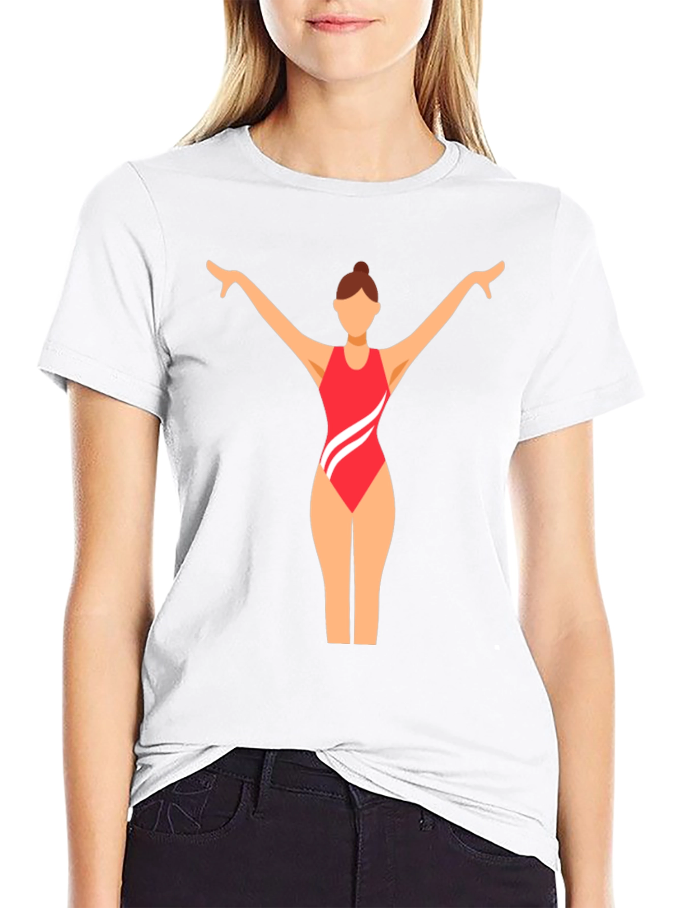 Black T-Shirt with Swimmer Graphic