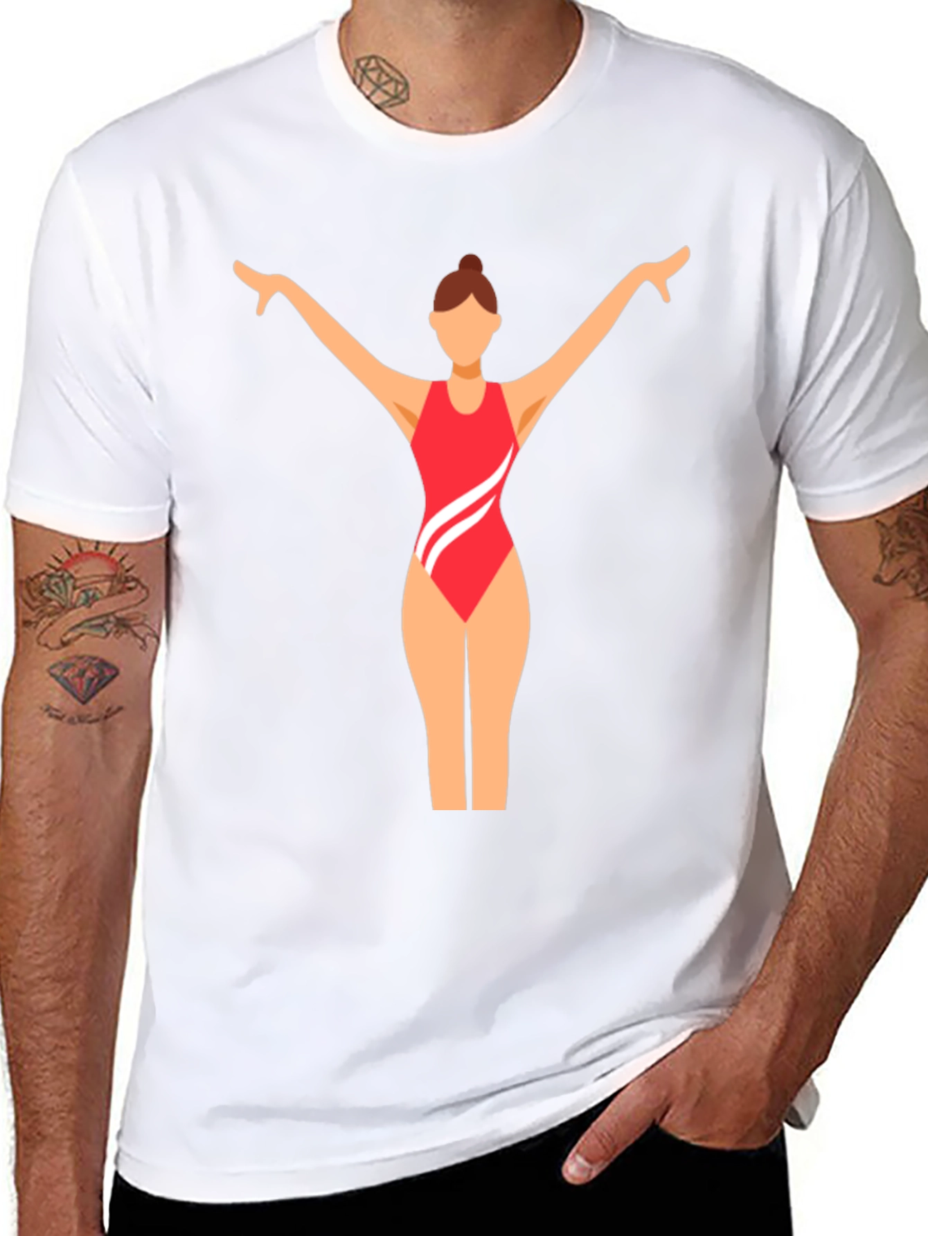 Black T-Shirt with Swimmer Graphic