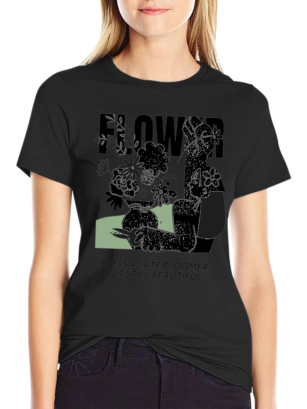 Late Bloomer Graphic Tee - Unisex Black Cotton Shirt