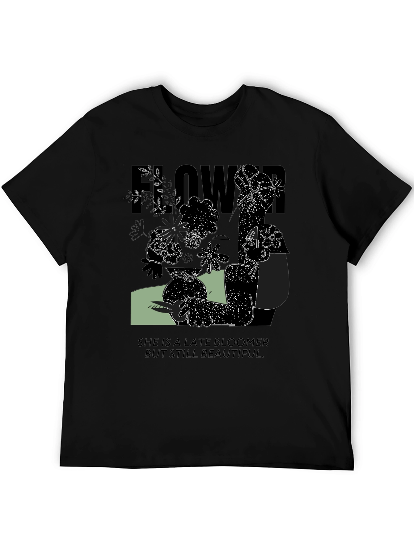 Late Bloomer Graphic Tee - Unisex Black Cotton Shirt