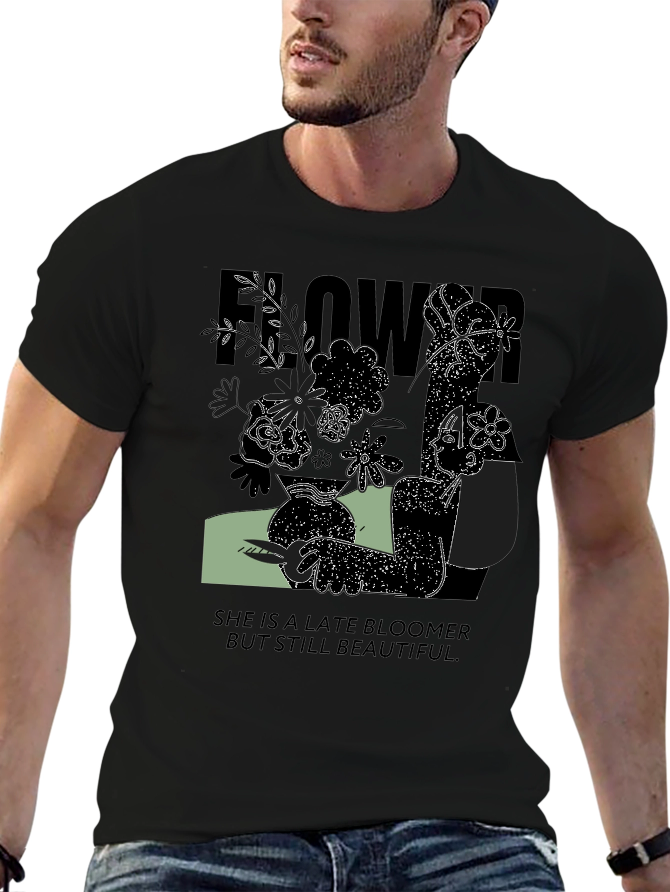 Late Bloomer Graphic Tee - Unisex Black Cotton Shirt