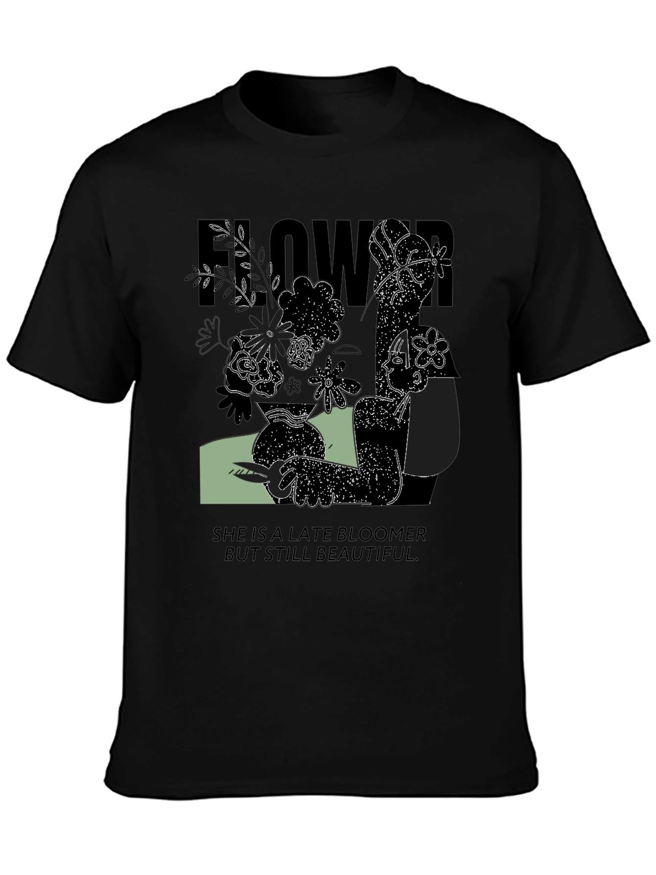 Late Bloomer Graphic Tee - Unisex Black Cotton Shirt