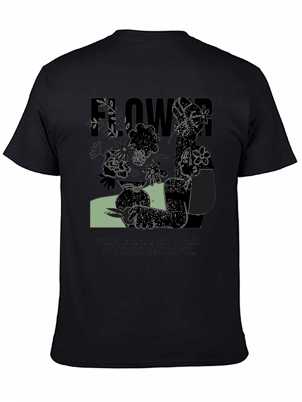Late Bloomer Graphic Tee - Unisex Black Cotton Shirt