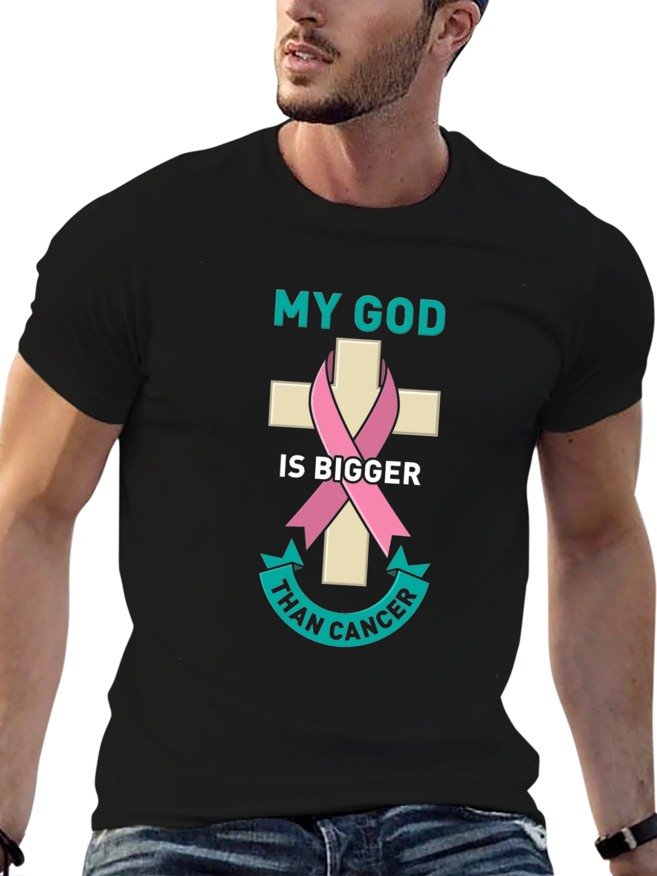 My God is Bigger Than Cancer Awareness T-Shirt