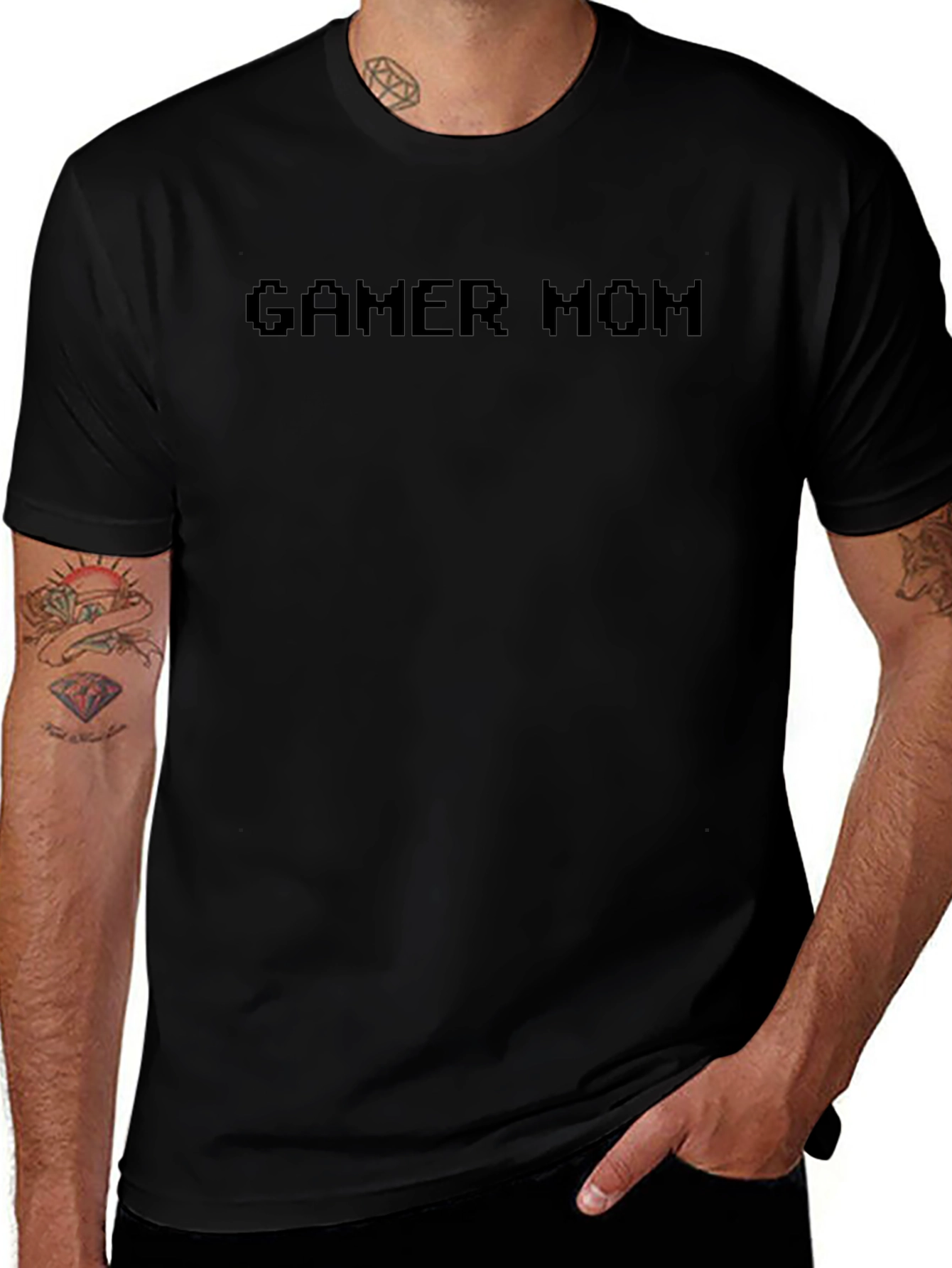 Gamer Mom Graphic Tee - Black Cotton Casual T-Shirt
